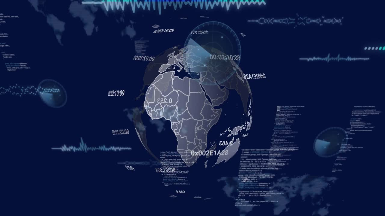 Animation of data processing over globe