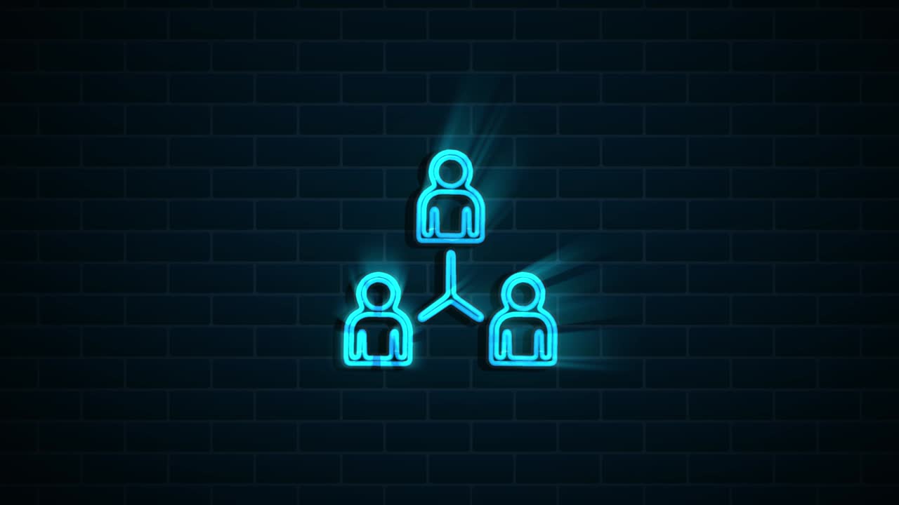 Social media neon icon design isolated on dark background. Outline web icon. Motion graphics.