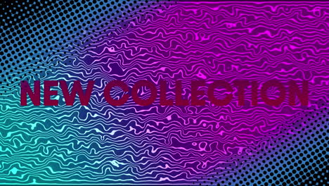 animation of new collection text in repetition on purple background