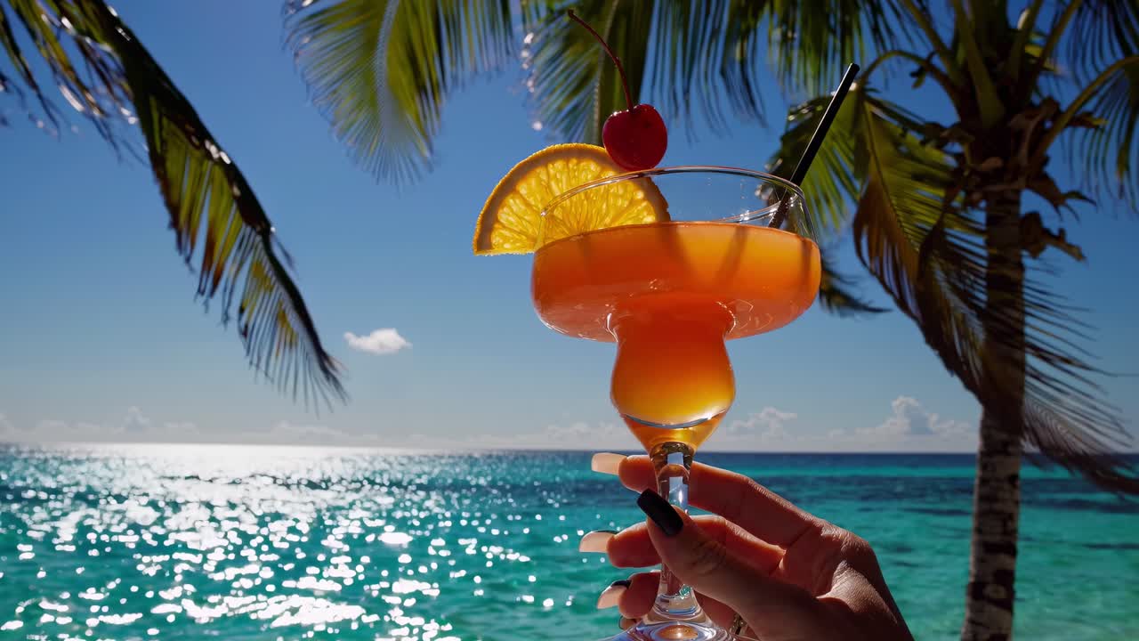 cóctel tropical en la playa