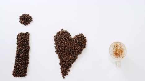 coffee beans forming shape i love coffee