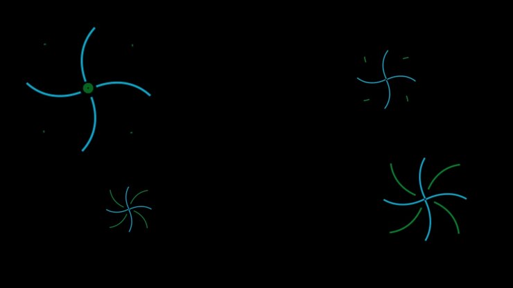 Animazione di una forma geometrica verde isolata fluttuante su sfondo nero