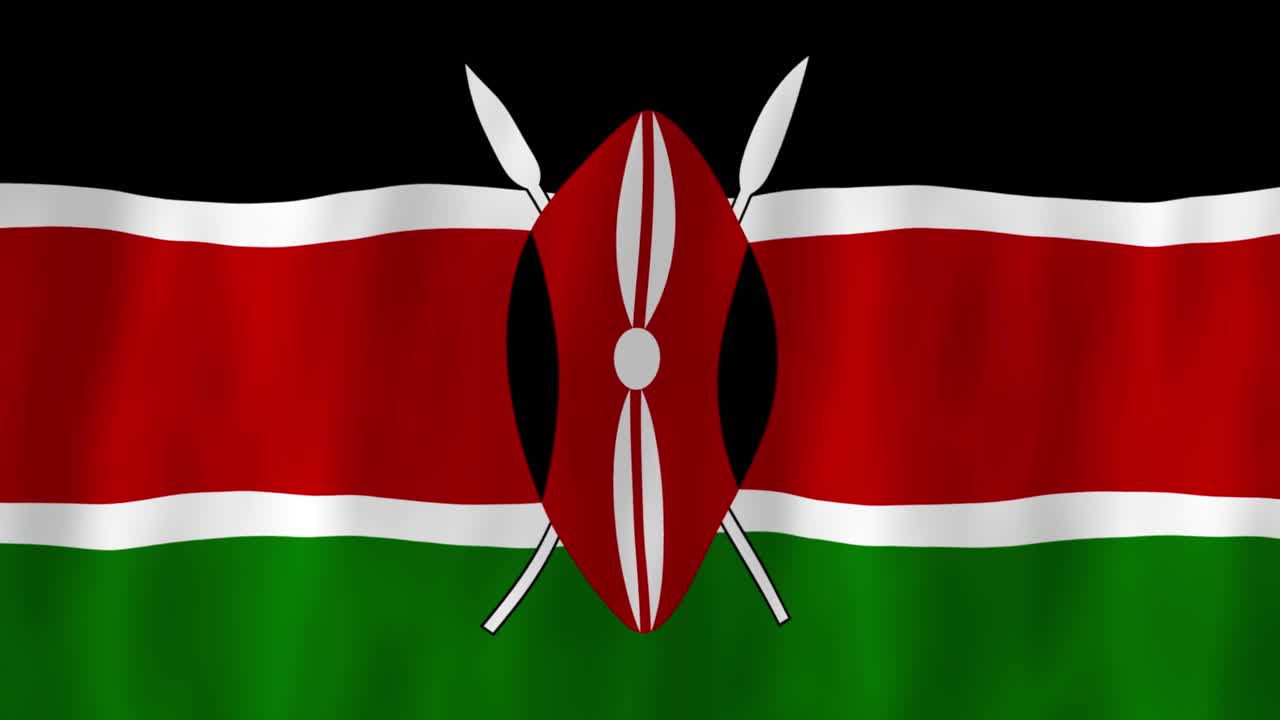 bandera de kenya animación de país 3d diseño de símbolo ondeando en el movimiento del viento patriotismo nacional emblema de la cultura mundial bandera roja verde negra