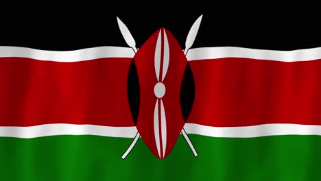 Kenya-Africa-flag-country-animation-3D-symbol-design-waving-in-wind-movement-national-patriotism-world-culture-emblem-banner-red-green-black