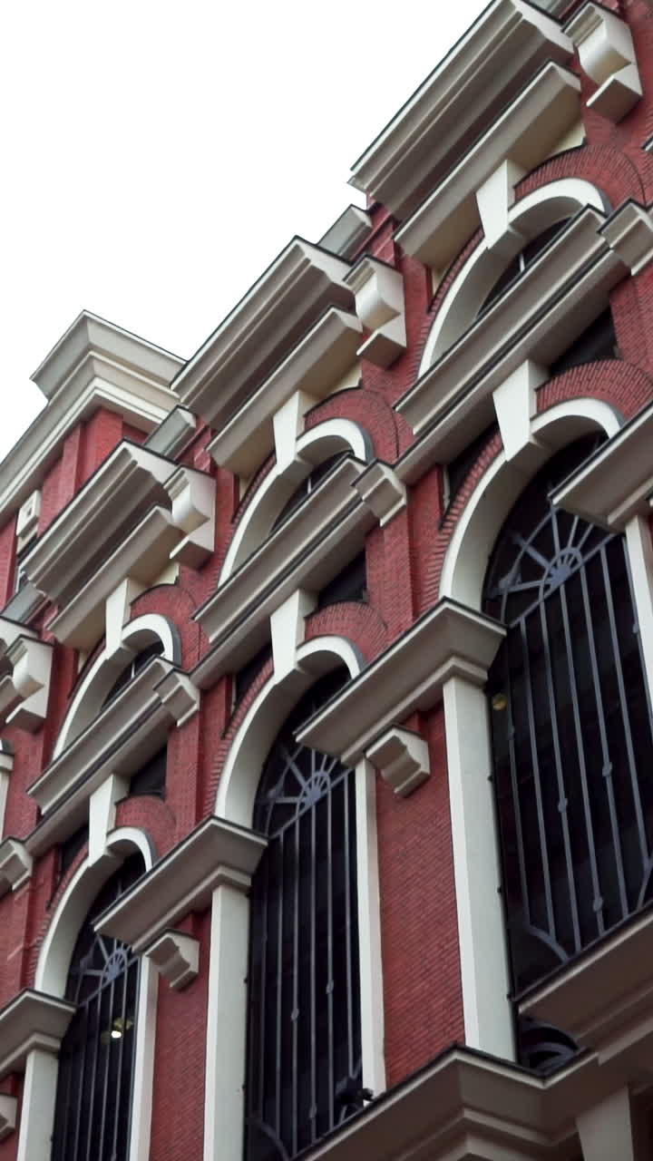 Red Brick Building Facade with Arches