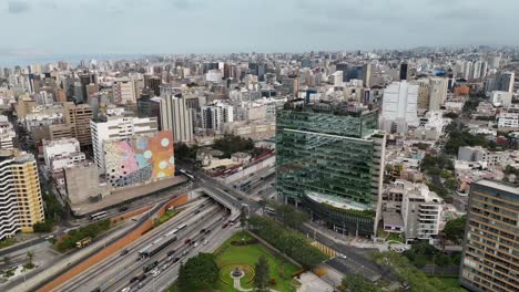 Drone-aerial-footage-of-Lima-the-capital-city-of-Peru-in-south-america-Mireflores-barranca