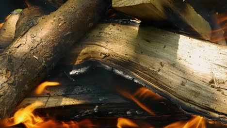 un tronco de madera en llamas. fondo de primer plano hermosa llama de fuego en la madera