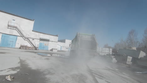 garbage truck at a construction site