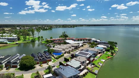 modern homes located on the shoreline of lake mulwala nsw australia