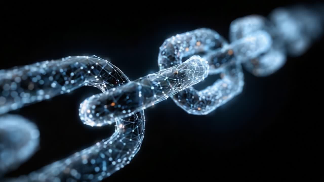 A Conceptual Visualization of a Digital Chain Linking Together Advanced Technology and Data, Representing Cybersecurity and Connectivity in the Modern World