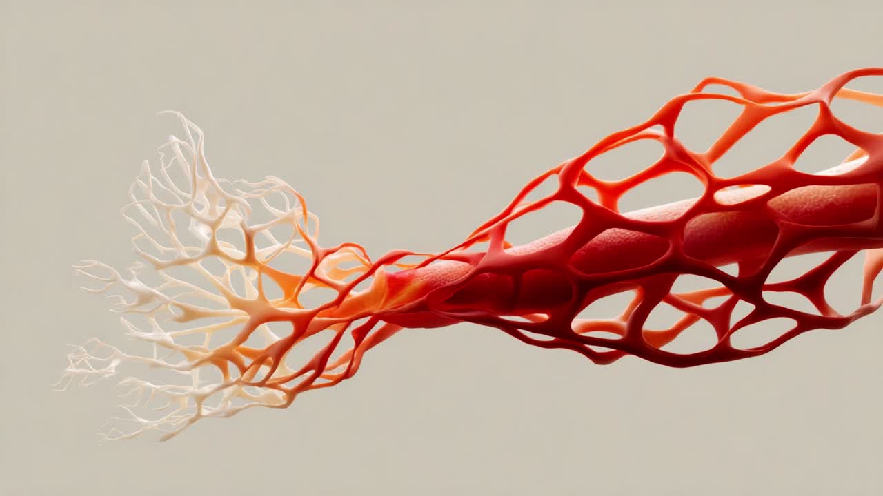An intricate visual representation of organic structures, showcasing a blend of vibrant red and delicate white hues, embodying the essence of fluid dynamics in biological formations
