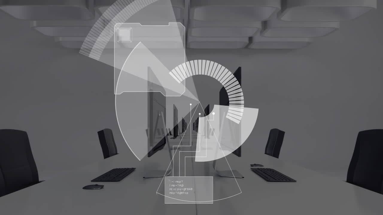 Digital interface with data processing against empty office