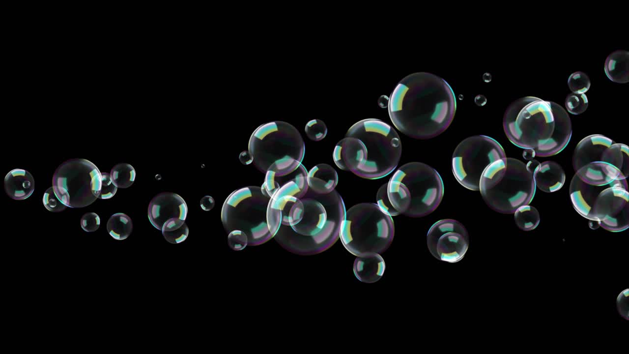 Soap water bubbles floating in the air natural green screen loop 3d 4k background ocean soap air