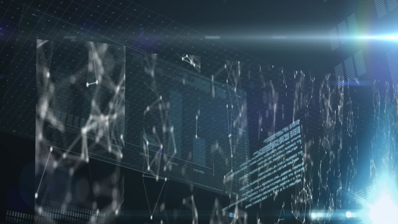 컴퓨터 서버를 통한 데이터 처리 및 연결의 애니메이션