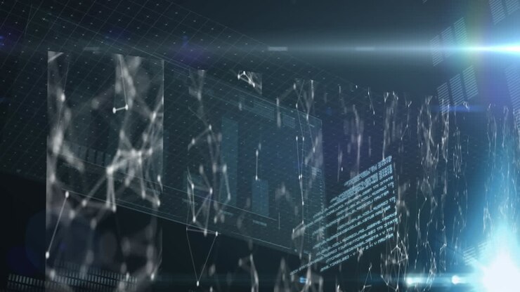 Animation of data processing and connections over computer servers