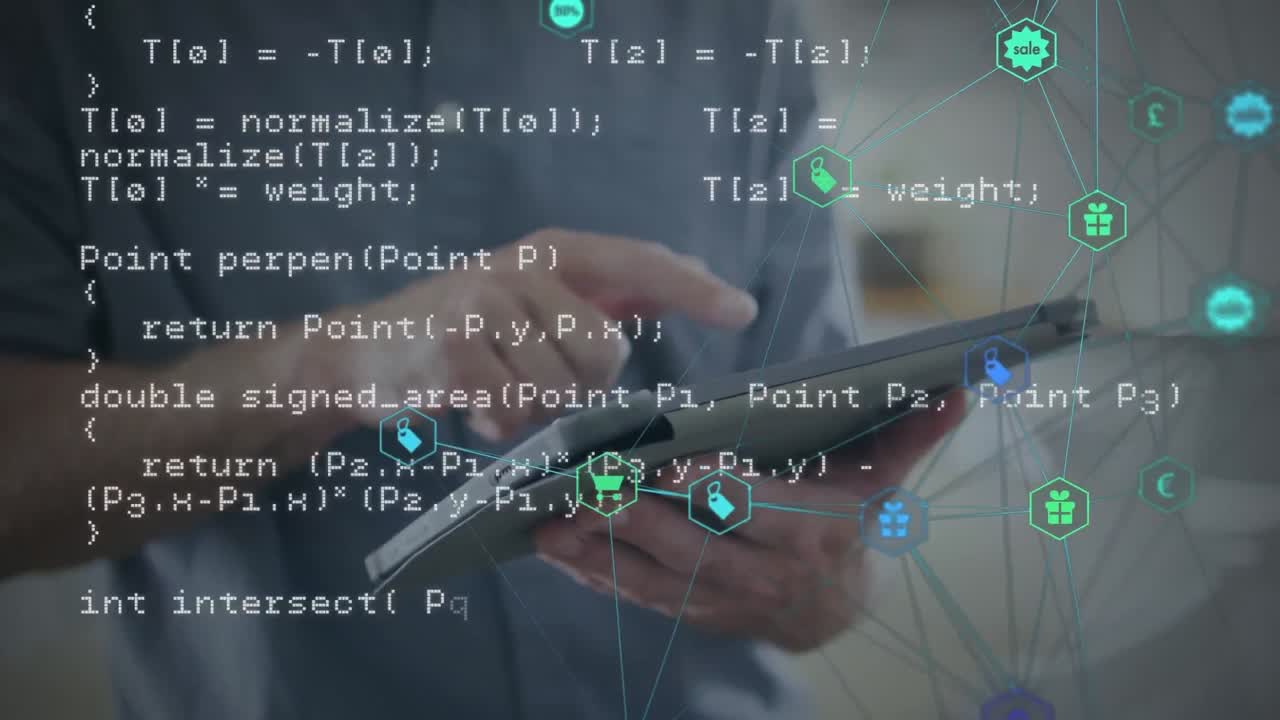 Animation of globe with connections and data processing over caucasian businessman using tablet