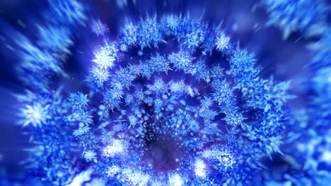 shinning winter symbol with beauty snowflakes. vortex from spin snow. winter pattern. beauty dancing snowflakes. abstract loop animation.