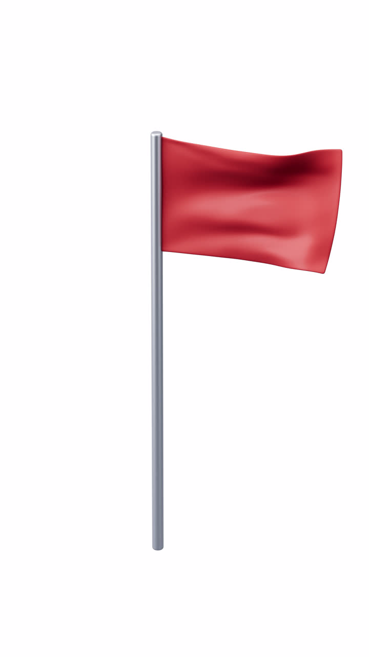 Animasi loop bendera merah berkibar pada saluran alfa, render 3D