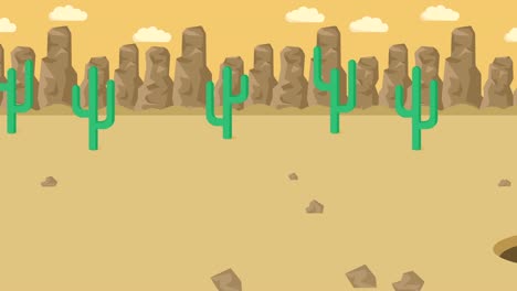 la mujer de negocios cae en el agujero. el fondo del desierto. el concepto de riesgo. ilustración de bucle en estilo plano.