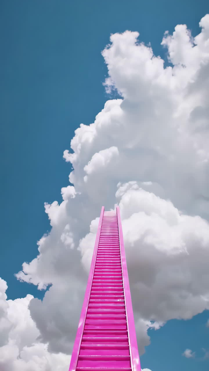Pink Staircase Ascending into a Dreamy Cloud