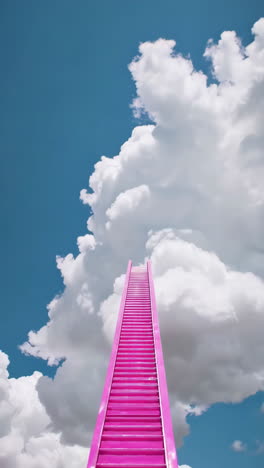 pink staircase ascending into a dreamy cloud