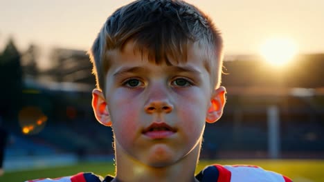 young football player in a stadium