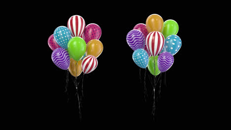 haz un haz de globos multicolores con el canal alfa
