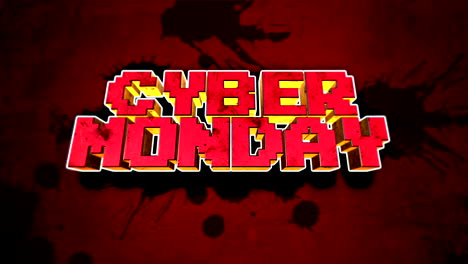 Texto-De-Dibujos-Animados-De-Cyber-Monday-Con-Salpicaduras-De-Tinta-En-Textura-Roja