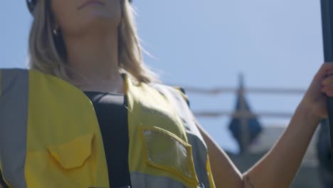 a female construction worker doing some work