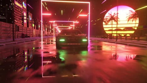 neon rain night drive