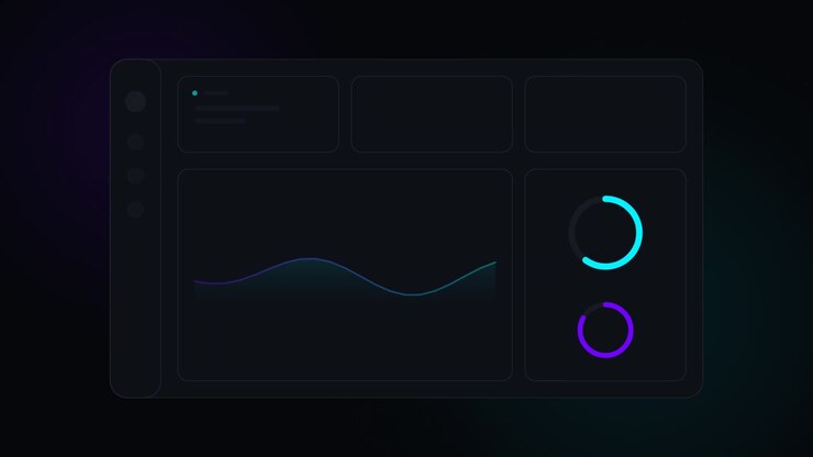 Digital Dashboard Interface with Animated Data Visualization