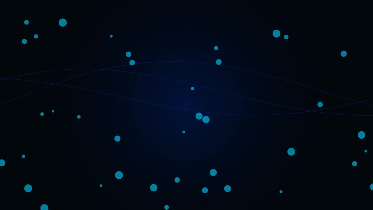 Abstract Motion Background with Floating Blue Dots and Wavy Lines