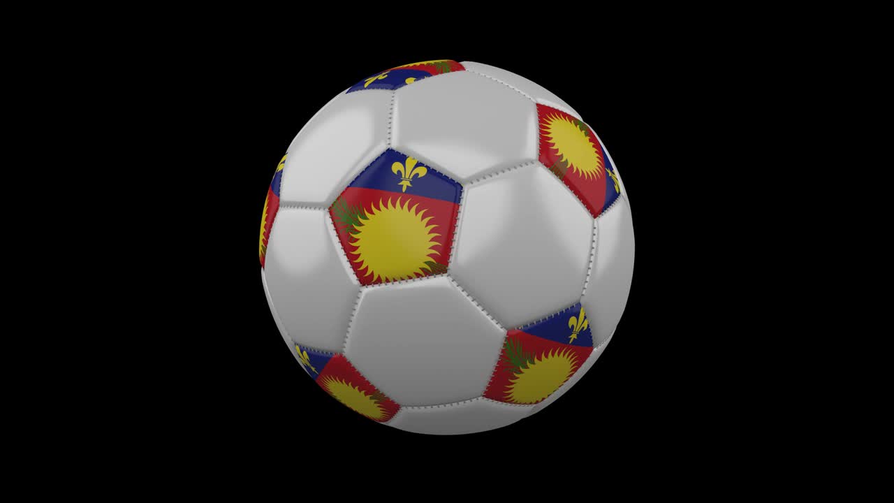 pelota de fútbol con variante bandera de guadeloupe, 4k con alfa, bucle