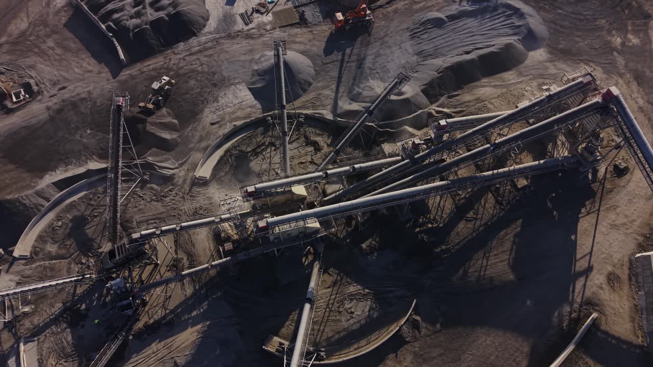 Quarry site showing mining equipment and materials in operation