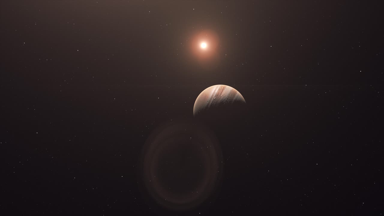 planeta júpiter medio iluminado - animación