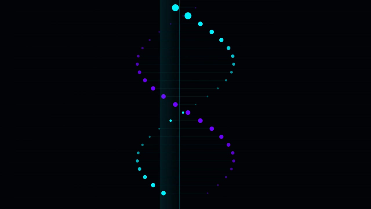 Animated DNA Double Helix Rotating on Dark Background