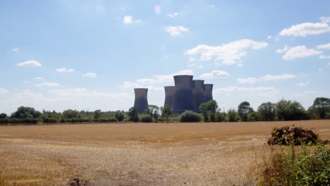 cooling towers at willington power station, darby. wide shot