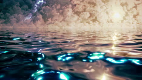 epic seascape with dramatic clouds and golden light