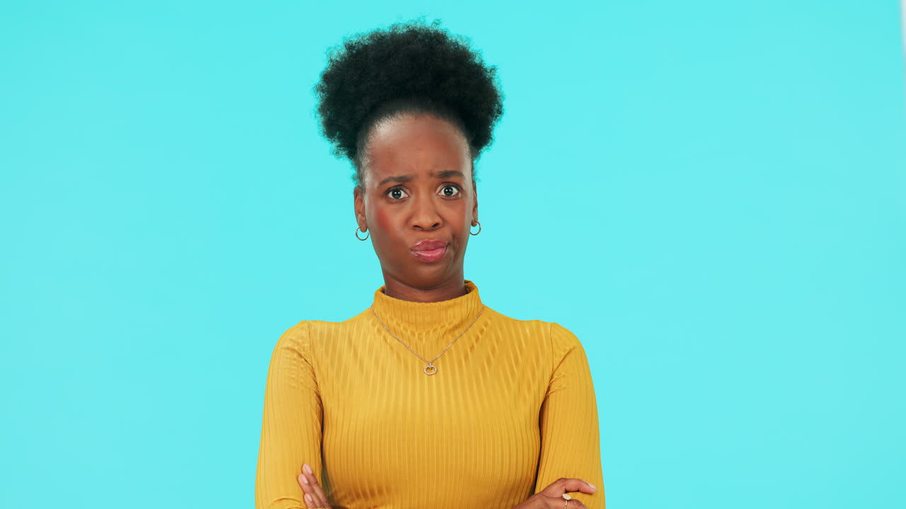 Portrait of black woman in doubt