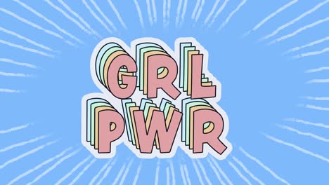 Animación-Del-Texto-Girl-Power-Sobre-Fondo-Azul