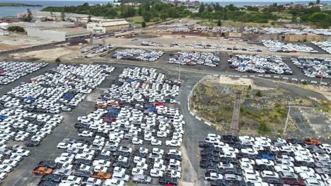 massive car parking lot at the port