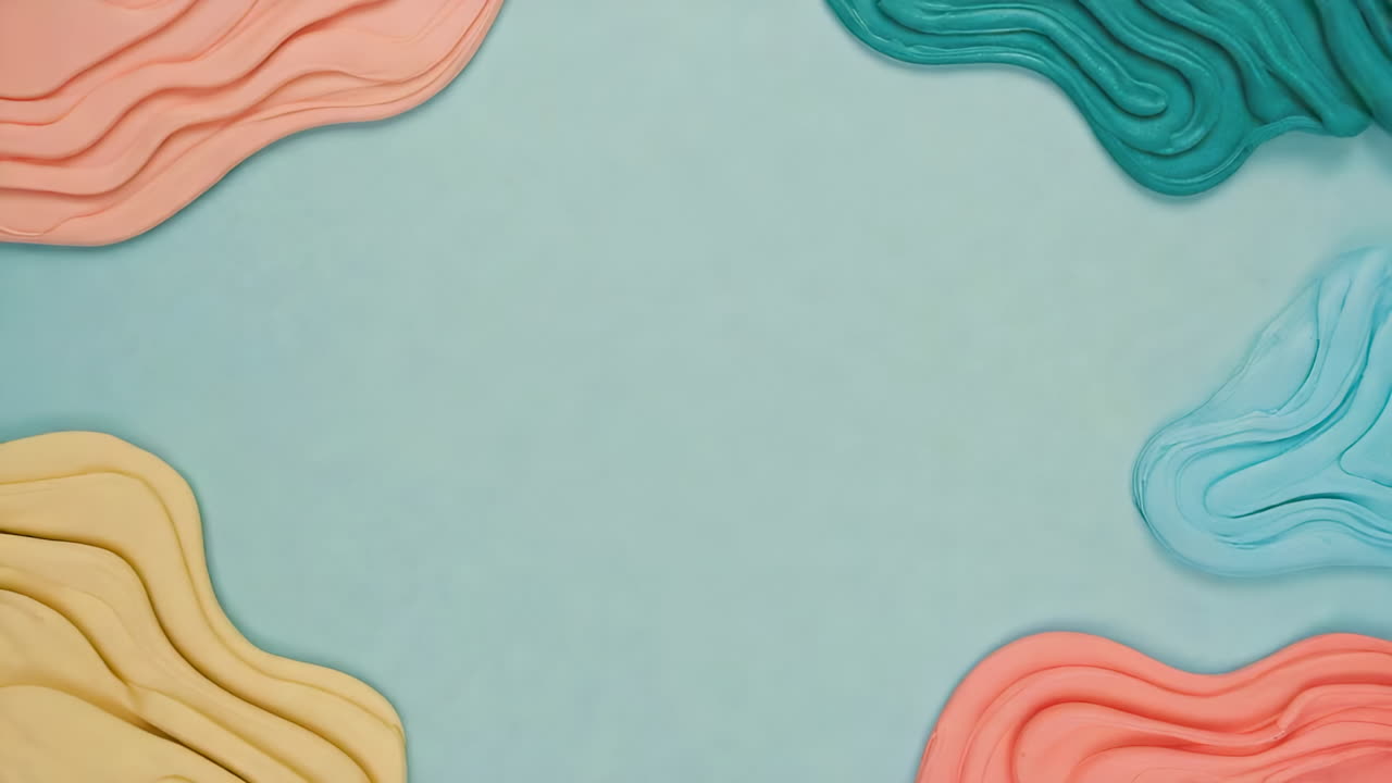 Abstract Pastel Wavy Shapes on Black Background