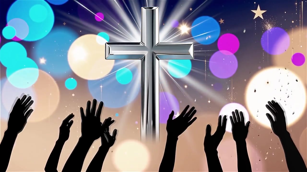 Christian Cross Heavenly Light Worship Background