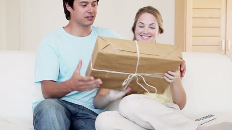 a couple receiving a package