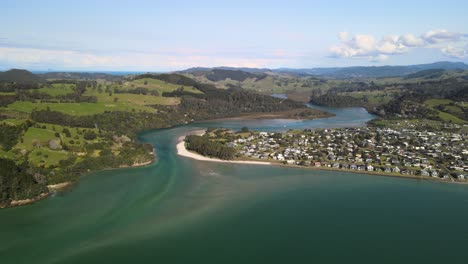 River-inlet-in-New-Zealand-with-swirling-tide-patterns