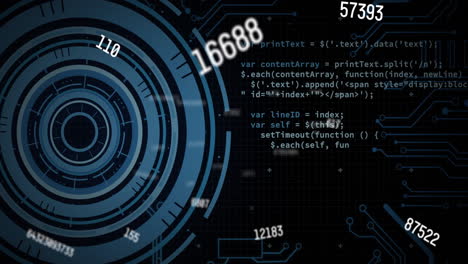 animation of data processing with scope scanning on black background