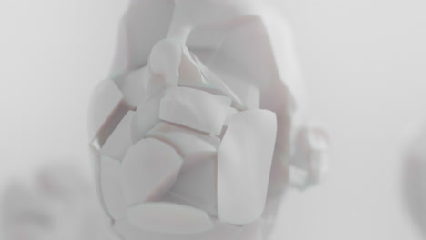 destroyed android head on spike in white space