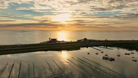 Silhouette-of-Brouwersdam-dike-at-sunset