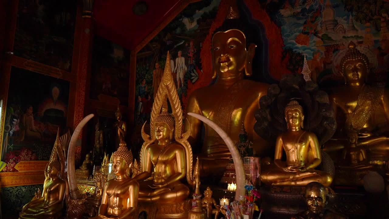 Beautiful Buddhist altar at a Chiang Mai Temple, Thailand.