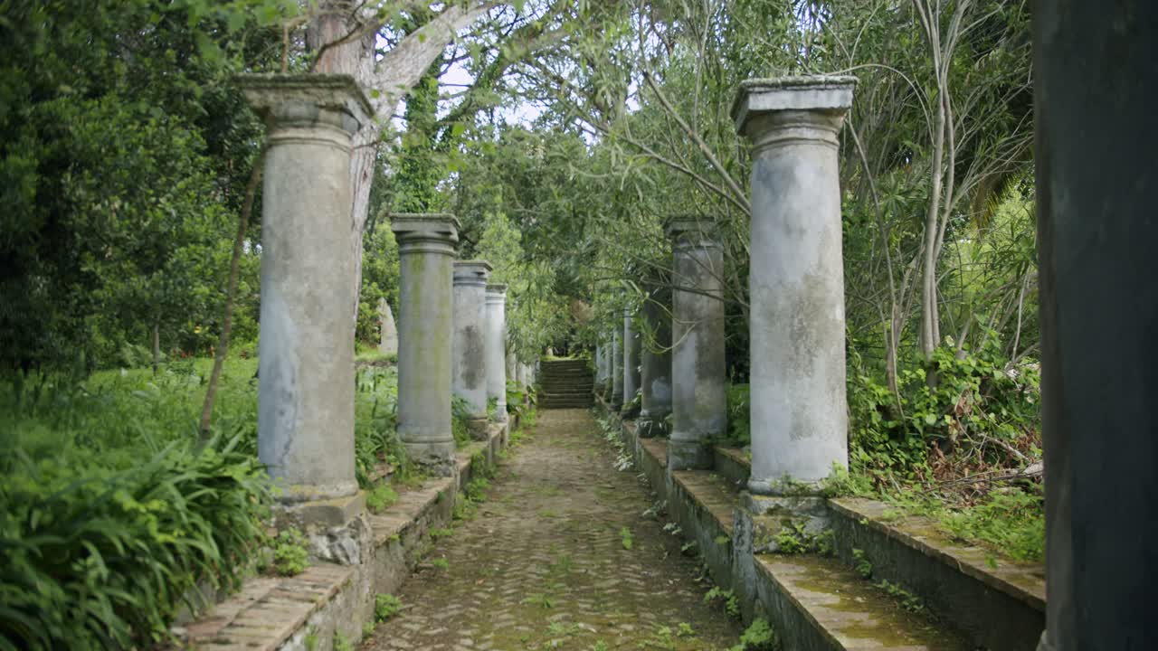 Beautiful View Of An Historical Street In Capri Full Of Ancient Columns ...